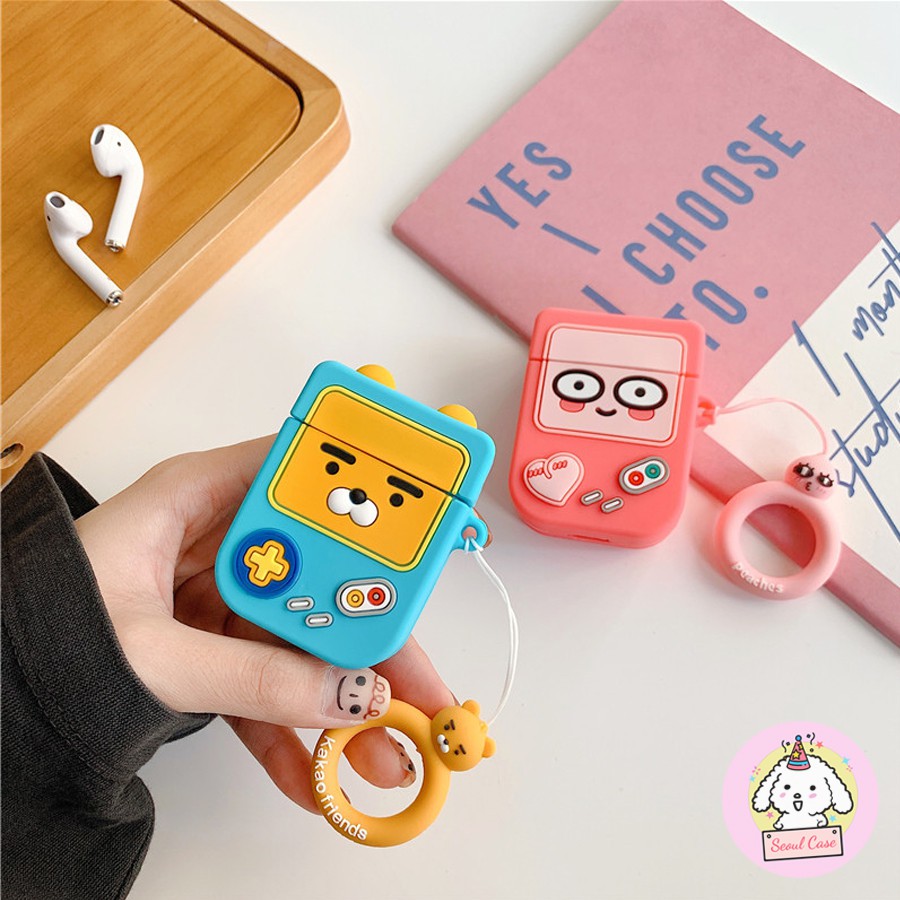 Ốp case vỏ airpods 1 2 3 pro bao đựng tai nghe không dây đôi Gấu Ryan và bé đào Apeach