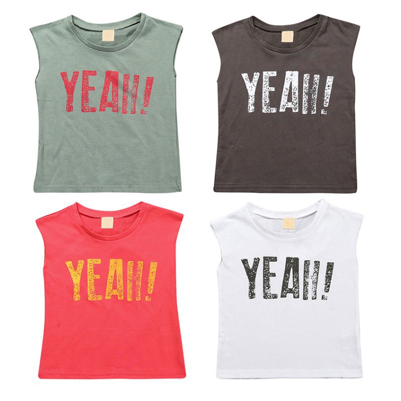 Áo thun không tay in chữ YEAH! xinh xắn cho bé trai