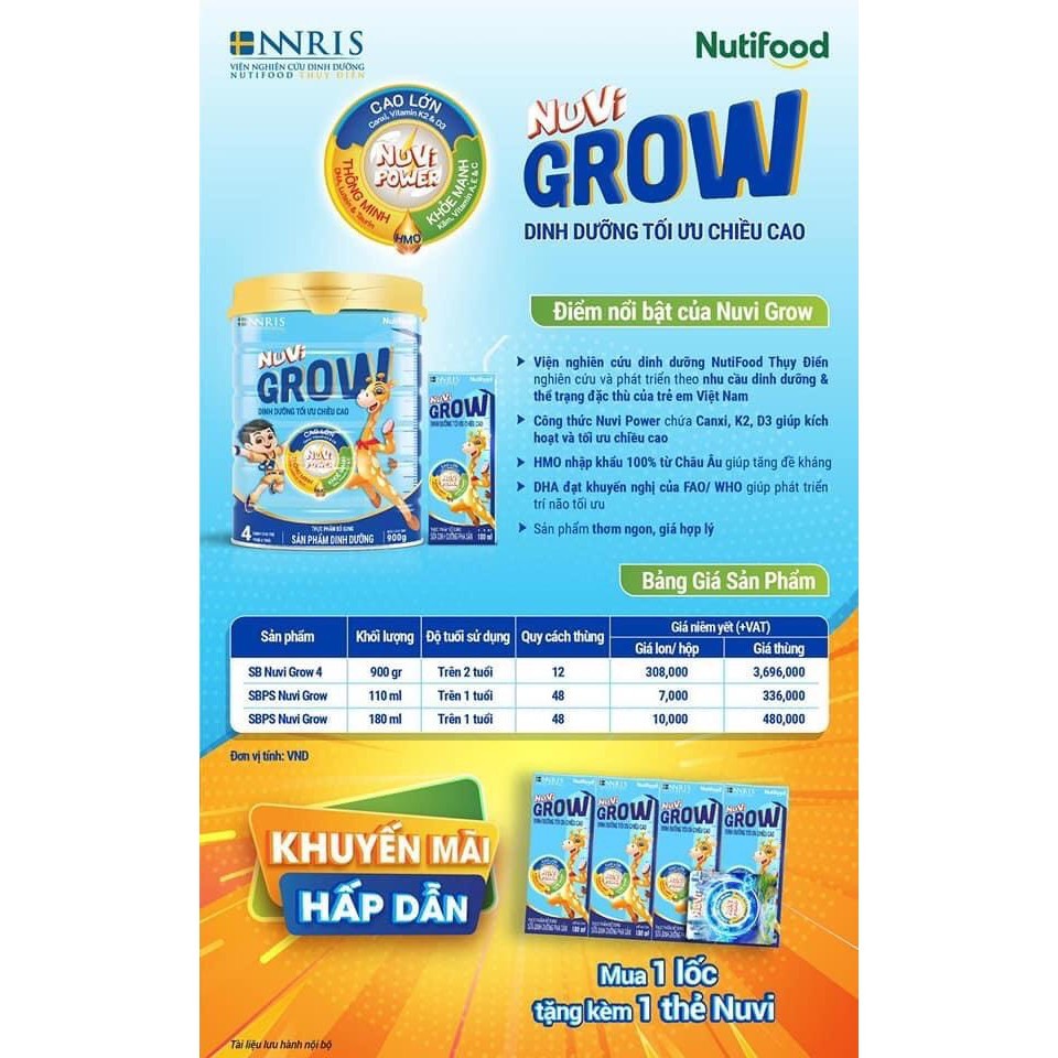 Mẫu mới Sữa bột Nuvita Grow  số 1+,số 2+ loại 900g.