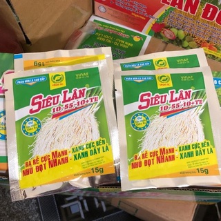Siêu lân xanh- phân bón lá kích thích ra rễ, bật chồi, xanh dày lá cho cây trồng, hoa lan 10-55-10+te - gói 15g