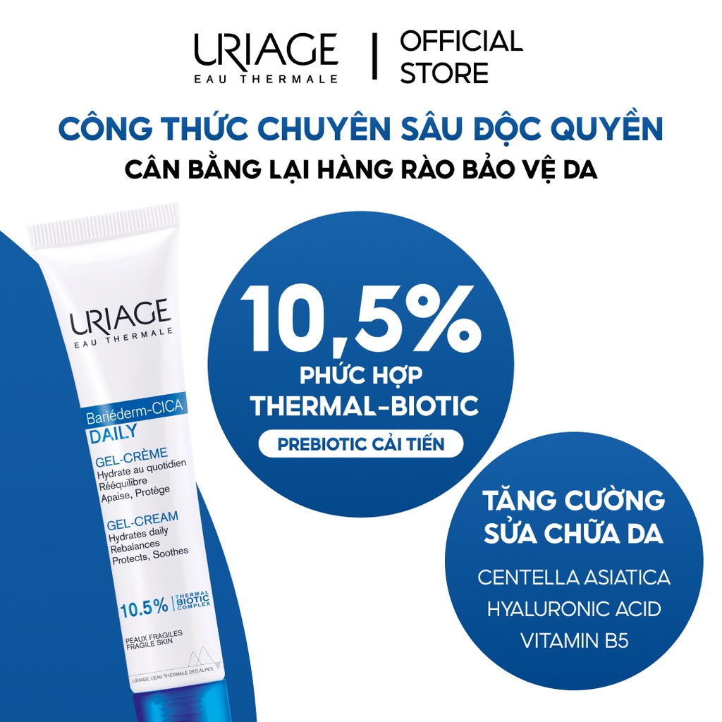Kem làm dịu và phục hồi da tổn thương hằng ngày URIAGE BARIÉDERM-CICA DAILY GEL-CREAM 40ml