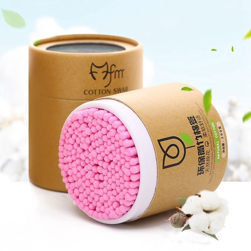 [Hàng mới về] Hộp 200 bông ráy tai cotton tre tiện lợi