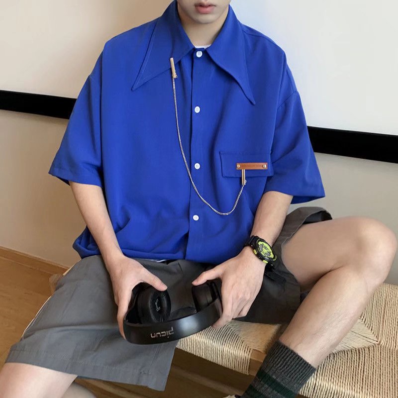 Áo Sơ Mi Ngắn Tay Dáng Rộng Thời Trang Mùa Hè Hàn Quốc Dành Cho Nam