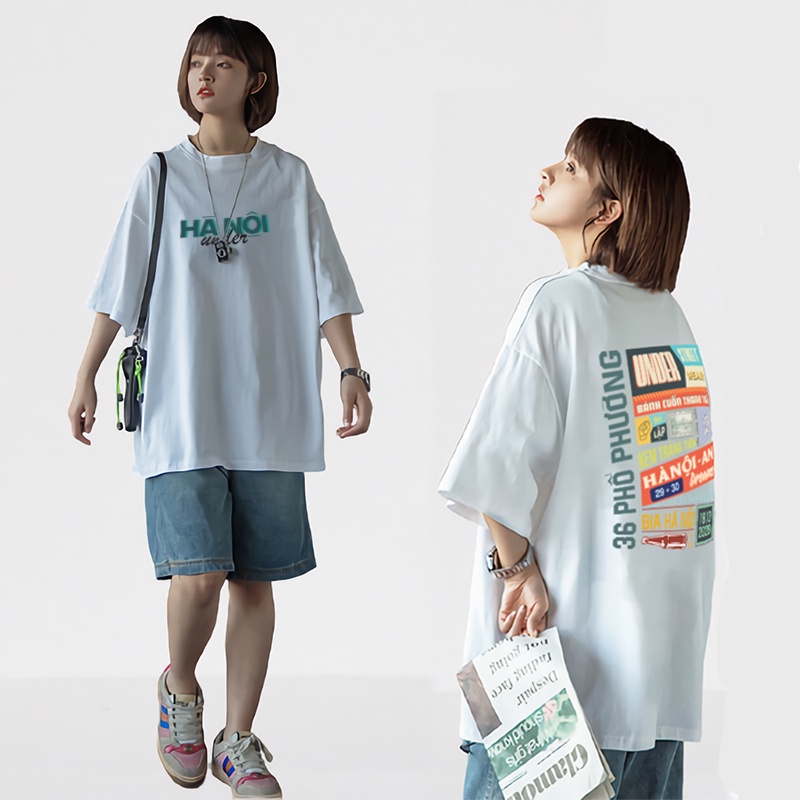 Áo Thun Tay Lỡ Hà Nội Unisex Form Rộng Chất Vải Cotton Áo Phông Tay Lỡ Cổ Tròn | BigBuy360 - bigbuy360.vn