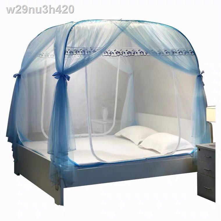 ✢◐Mini House Miễn phí cài đặt Lều chống muỗi Double Yurt sợi công chúa chắn gió 1,2m1,5m1,8m giường nhà