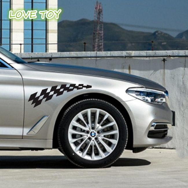 Miếng dán trang trí bánh xe hơi hình lá cờ sọc caro phản quang độc đáo cho Audi Bmw Jeep