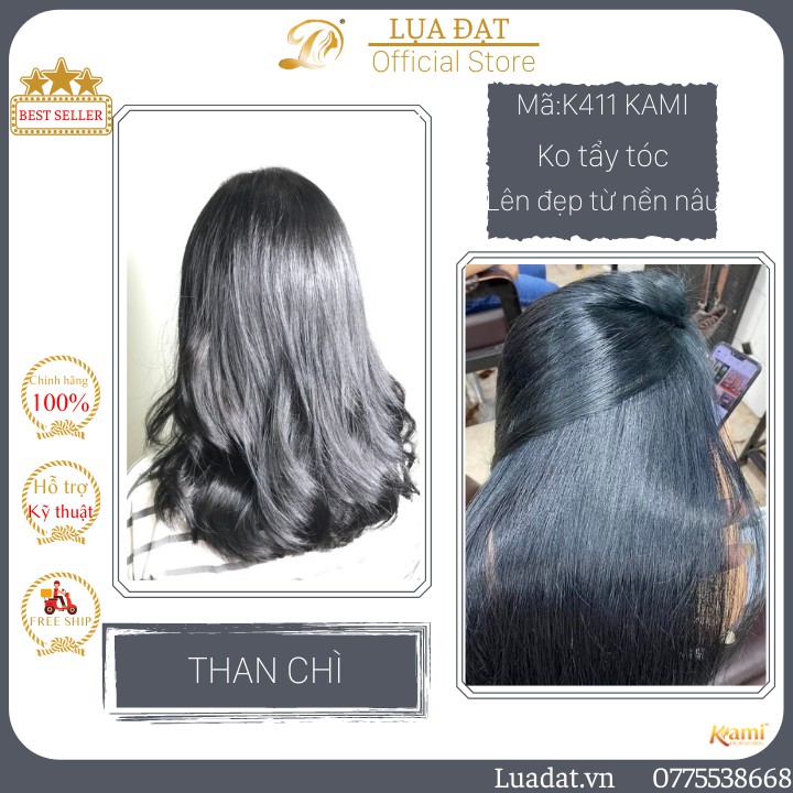 (Ko tẩy) THAN CHÌ-Thuốc nhuộm tóc màu than chì chính hãng KAMI K411 tặng kèm trợ nhuộm