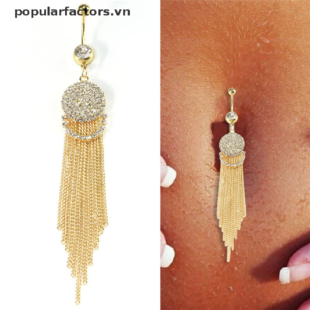 Khuyên Rốn Dạng Tua Rua Đính Đá Pha Lê Cá Tính