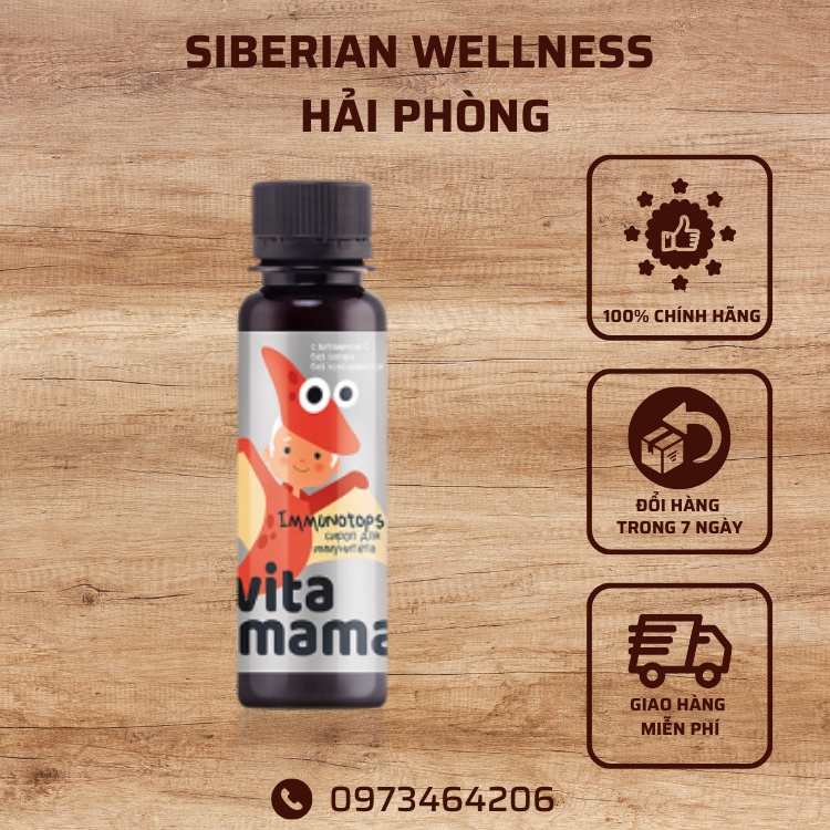 Siro tăng sức đề kháng cho bé Vitamama. Immunotops Syrup Siberian wellness 95 ml