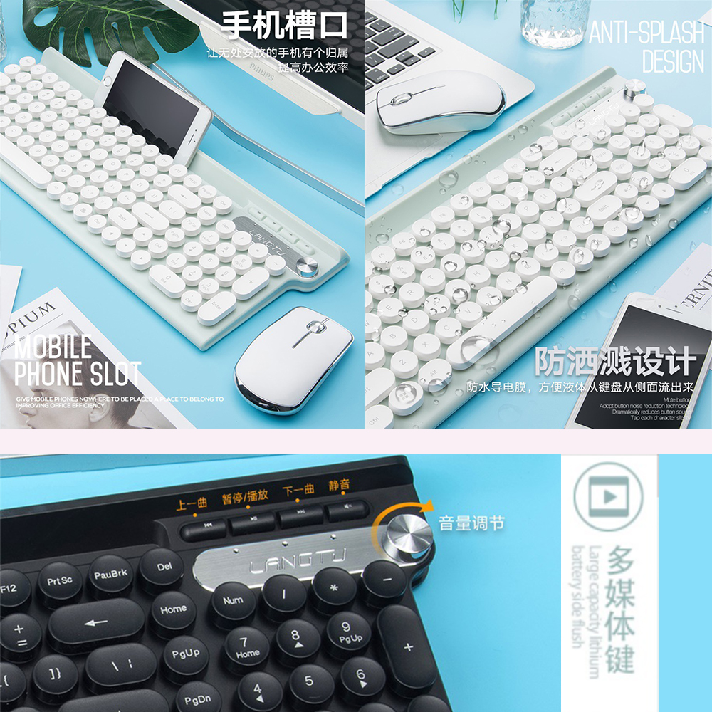 Bộ Bàn Phím Cơ Và Chuột Không Dây Langtu Lt500 Màu Trắng / Đen Cho Laptop / Pc