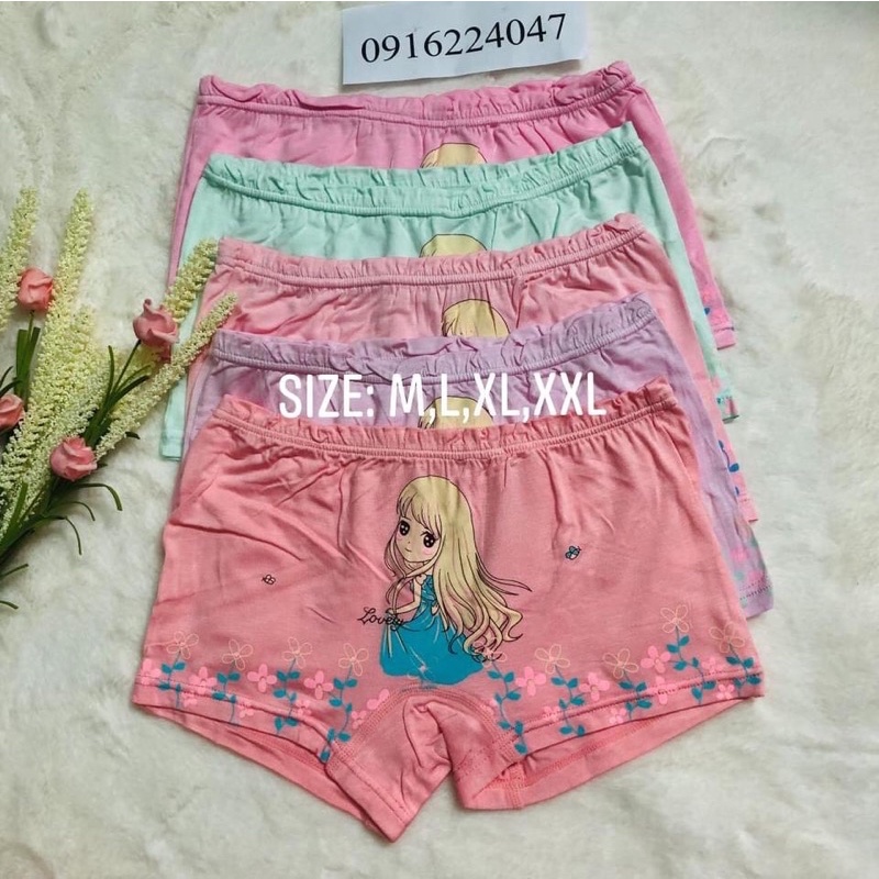 Set 10 Quần đùi bé gái cotton, quần chíp trẻ em chất mền mát