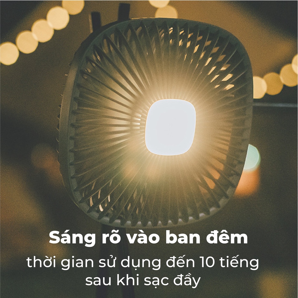 Quạt tích điện 4000mAH Siêu trâu cao cấp fesson, Quạt để bàn sạc tích điện kèm đèn tiện lợi