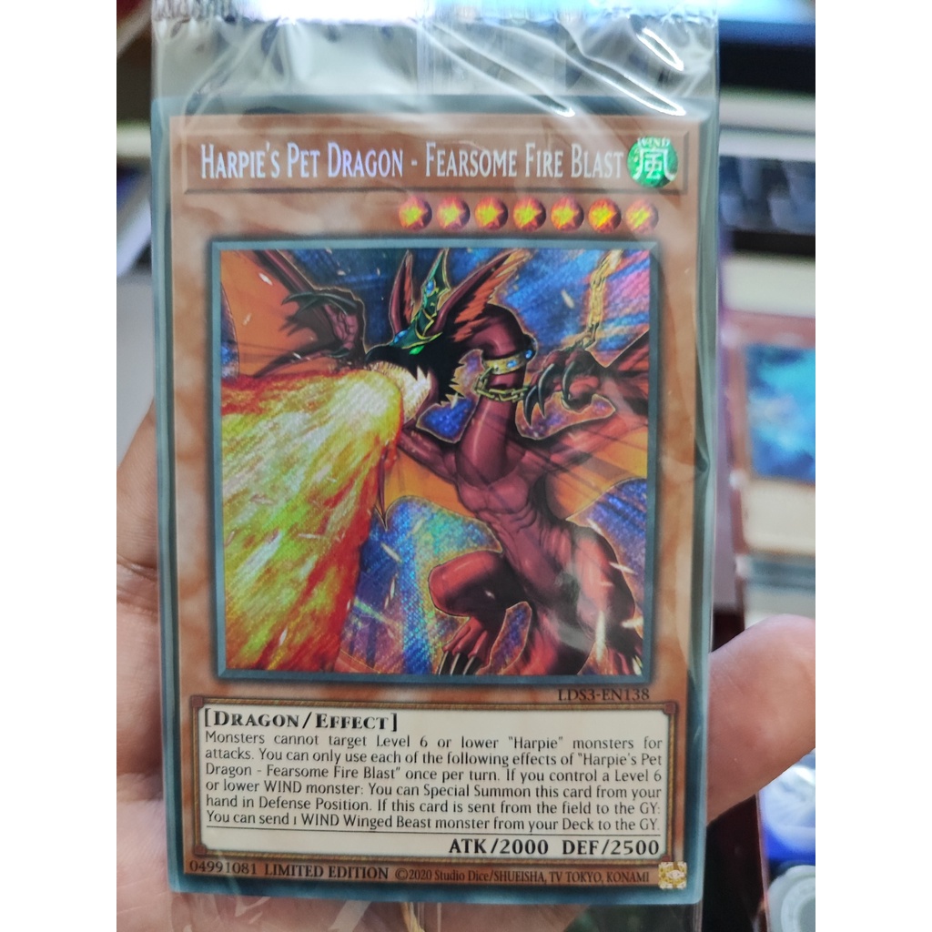 1 lá thẻ bài Harpie's Pet Dragon - Fearsome Fire Blast - LDS3-EN138 - Secret Rare 1st Edition
