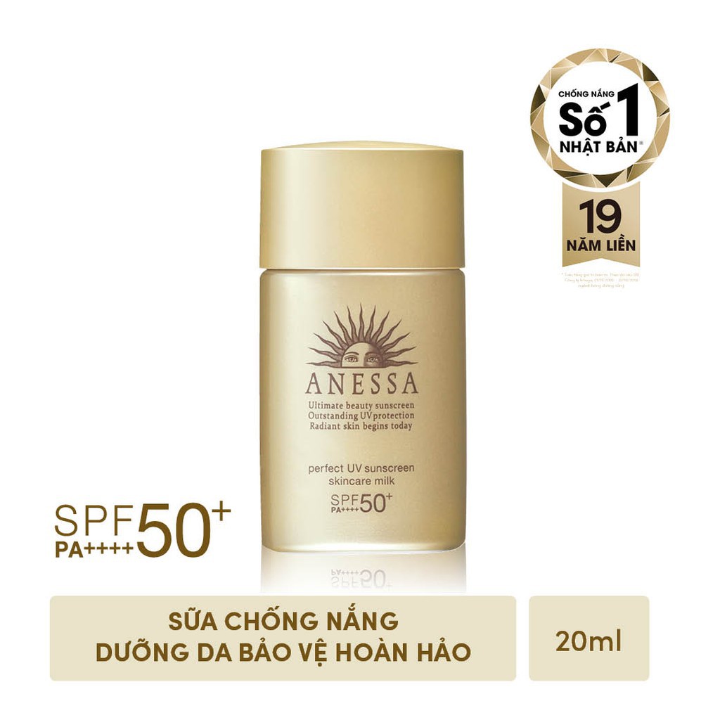 Bộ đôi chống nắng bảo vệ hoàn hảo Anessa Perfect UV Sunscreen Skincare Milk (60ml + 20ml)