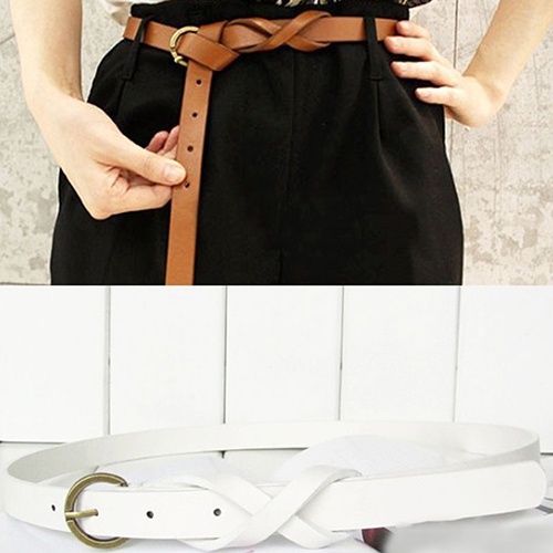 Dây nịt da có khóa gài bằng kim loại kiểu cổ điển thời trang sành điệu