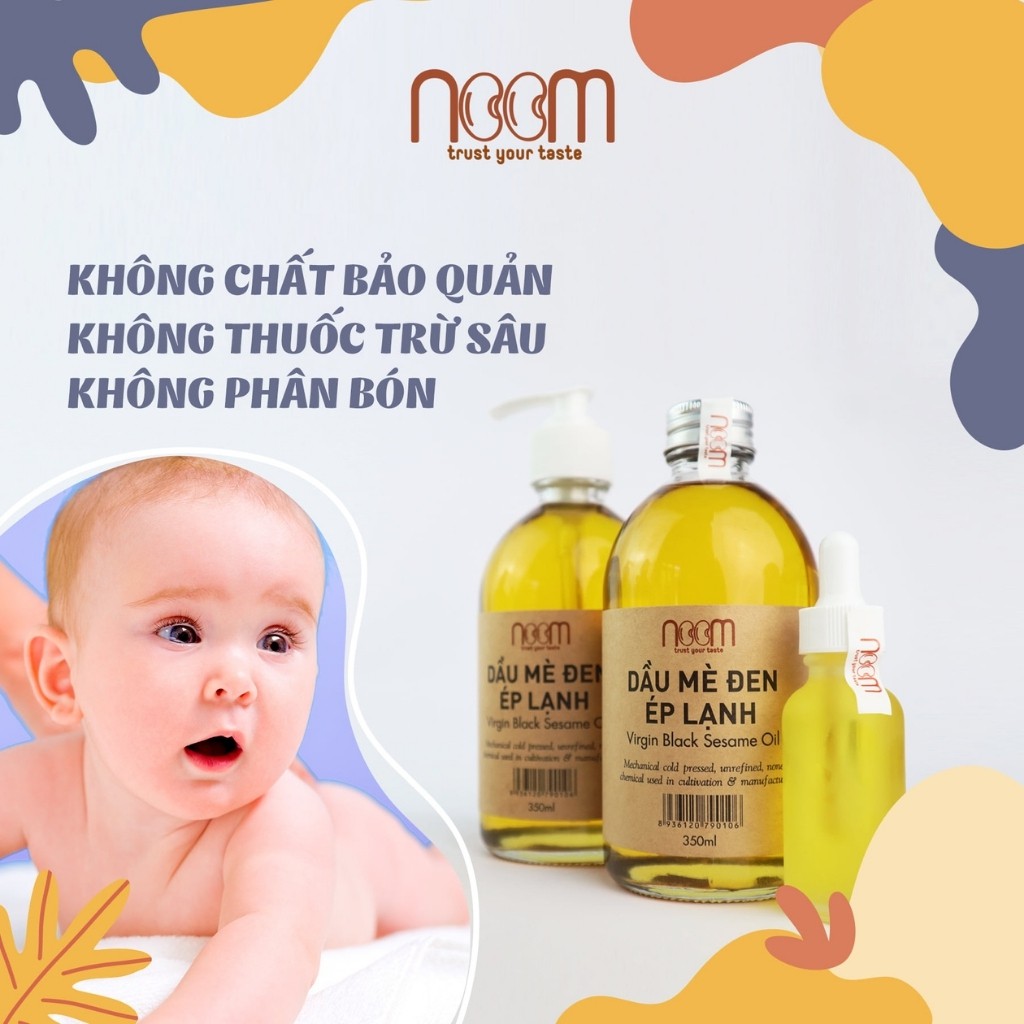 Dầu mè đen ép lạnh Noom - chăm sóc da, tóc, nhai dầu, dầu ăn cho trẻ ăn dặm và người lớn bổ sung vitamin E, Canxi