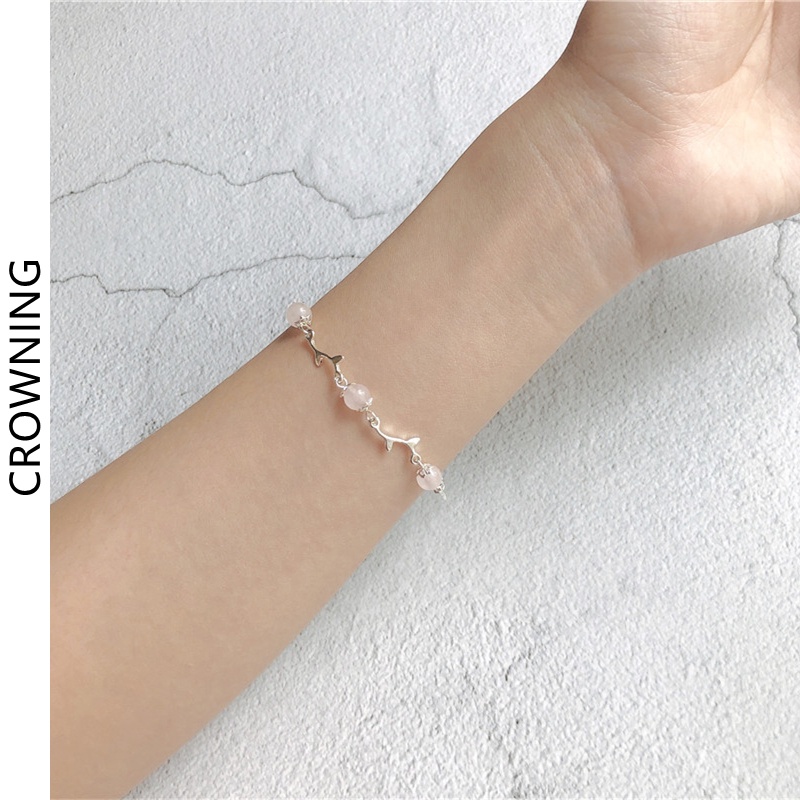 Vòng Tay Đính Đá Mặt Trăng Và Hoa Phong Cách Hàn Quốc Thanh Lịch Cho Nữ F709