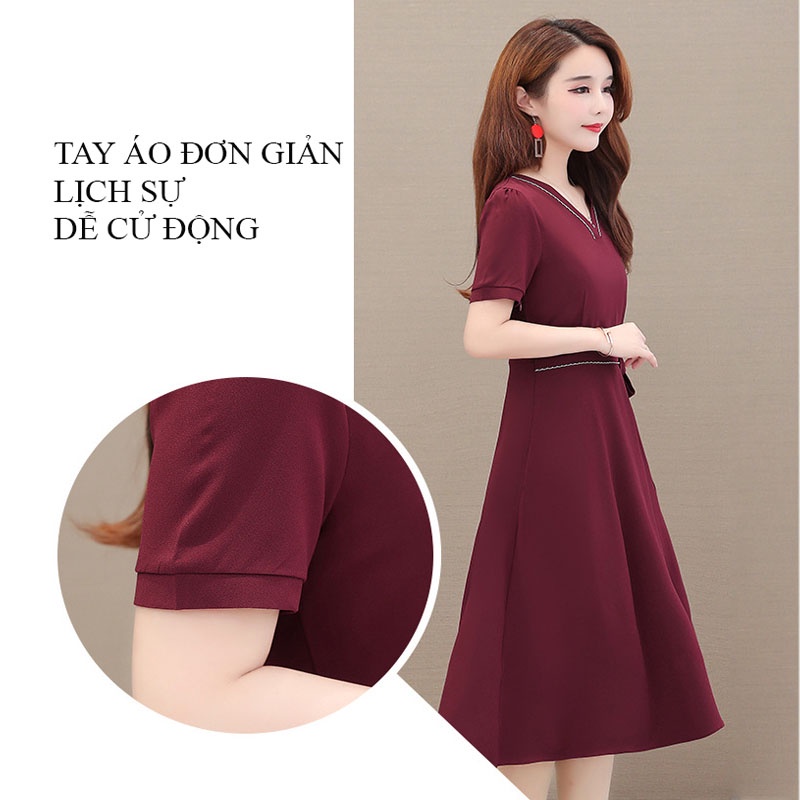 Váy trung niên cho mẹ, thiết kế đơn giản, thanh lịch, trẻ trung,  chất voan mềm mịn - WOBE Happy Mami - L01 | BigBuy360 - bigbuy360.vn