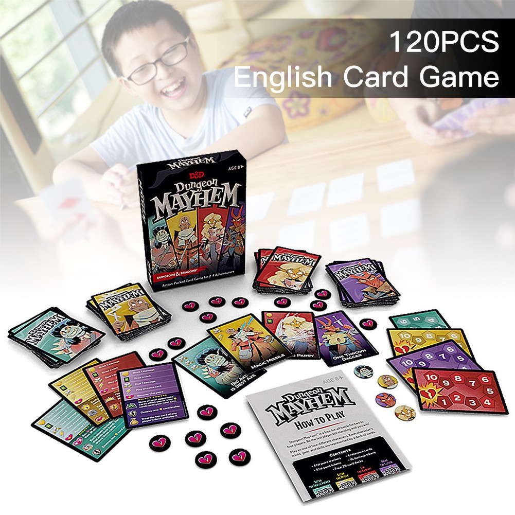 Set 120 thẻ game chữ tiếng Anh 2-4 người chơi cho Dungeon Mayhem Dragons 11*8*3CM