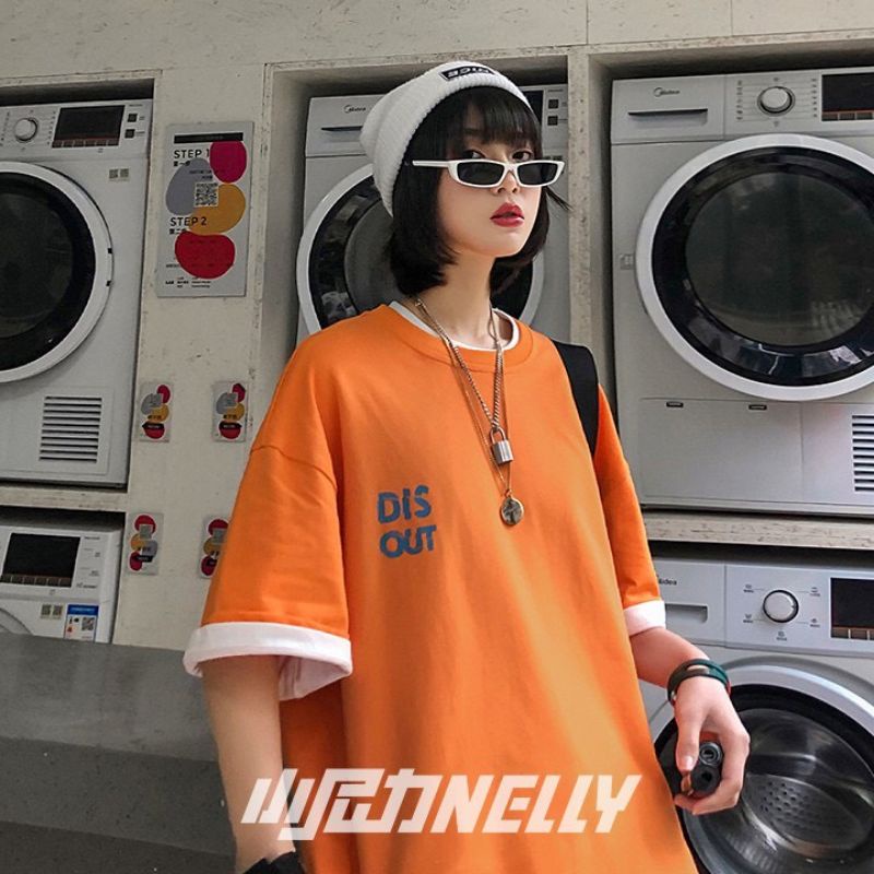 Áo thun tay lỡ unisex Dis out