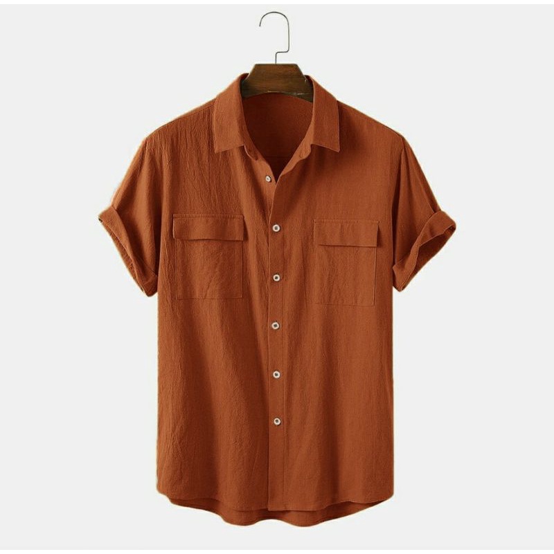 Áo Đũi Nam Cổ Bẻ Sơ Mi Đũi Áo Ngắn Tay Nam có cổ túi hộp Hana AD18 | BigBuy360 - bigbuy360.vn