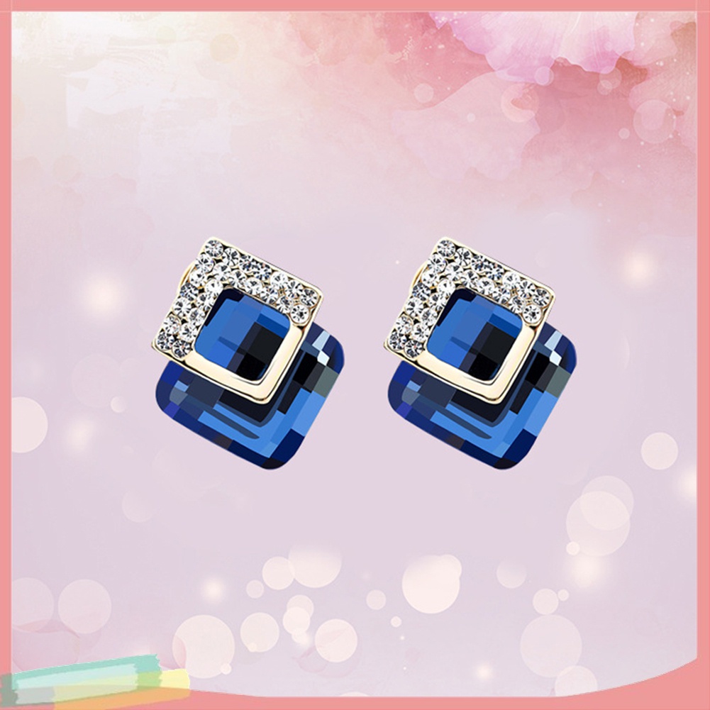 Đôi Khuyên Tai HìNh Vuông ĐíNh Kim Cương Giả ThờI Trang Cho Nữ