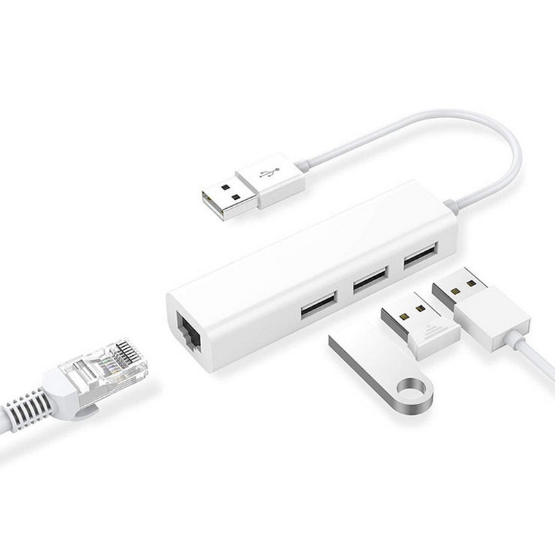 Bộ Chia Mạng Lan RJ45 3 USB2.0 Tương Thích Với Laptop Xiaomi Box Android PC TV