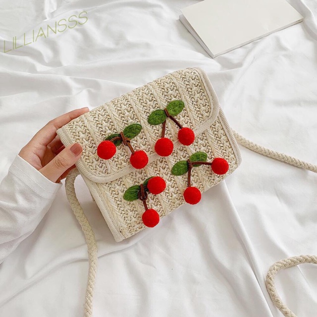 Túi cói cherry dễ thương_HÌNH THẬT