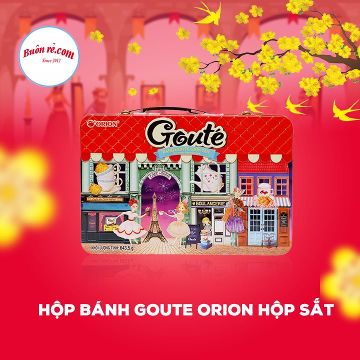 Hộp bánh Goute Orion hộp thiếc 475.2g sang trọng - Bánh quy Goute hộp sắt giòn tan 01523