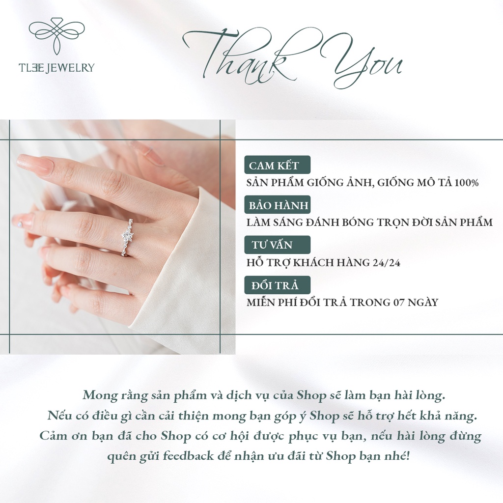 Nhẫn bạc nữ TLEE hoa đá năm cánh nạm đá cao cấp sang trọng NCJ A0214