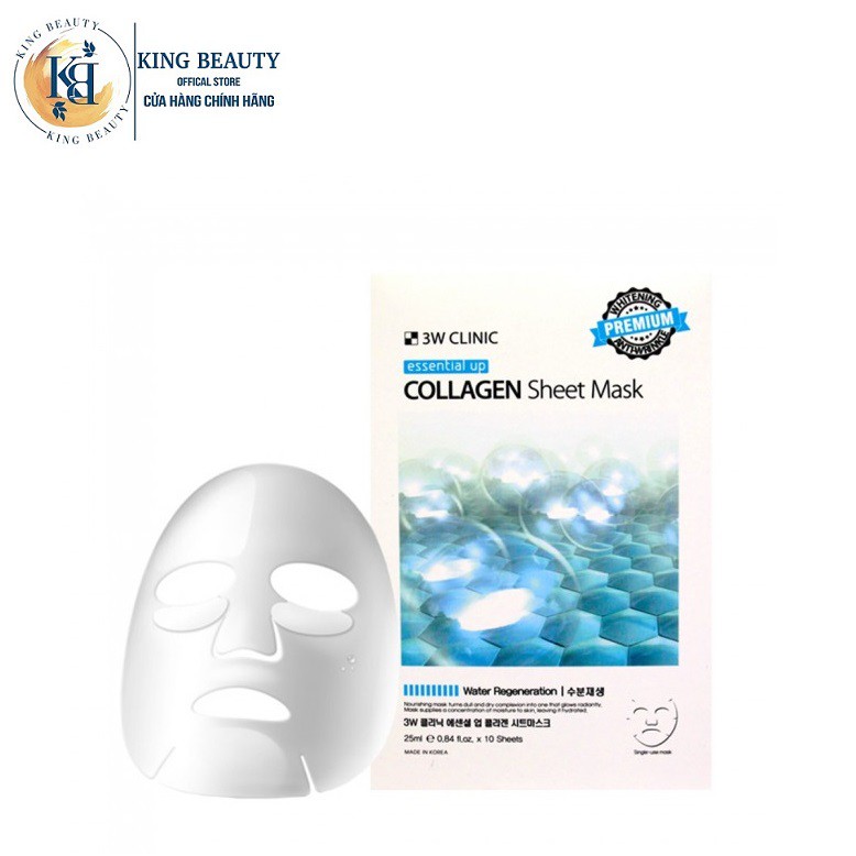 Mặt nạ cấp ẩm chống lão hóa bổ sung Collagen 3W Clinic Essential Up Collagen Sheet Mask 25ml - Collagen