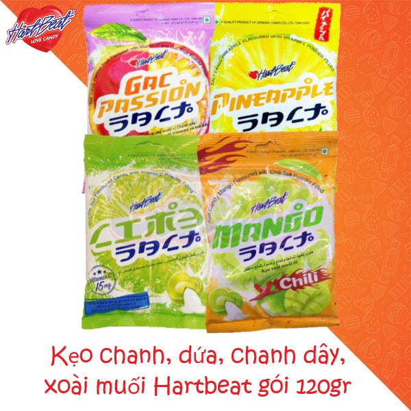 (4 vị) Kẹo chanh muối Hartbeat gói 120gr - Hàng nhập khẩu Công ty