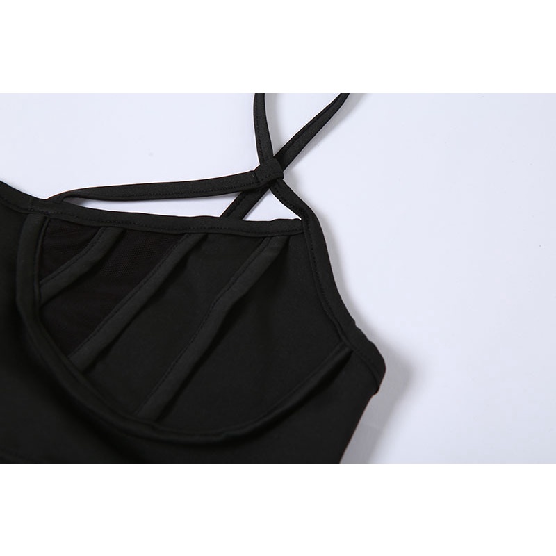 Set Áo Tank Top Hở Lưng + Quần Dài Eo Cao Phối Lưới Thời Trang