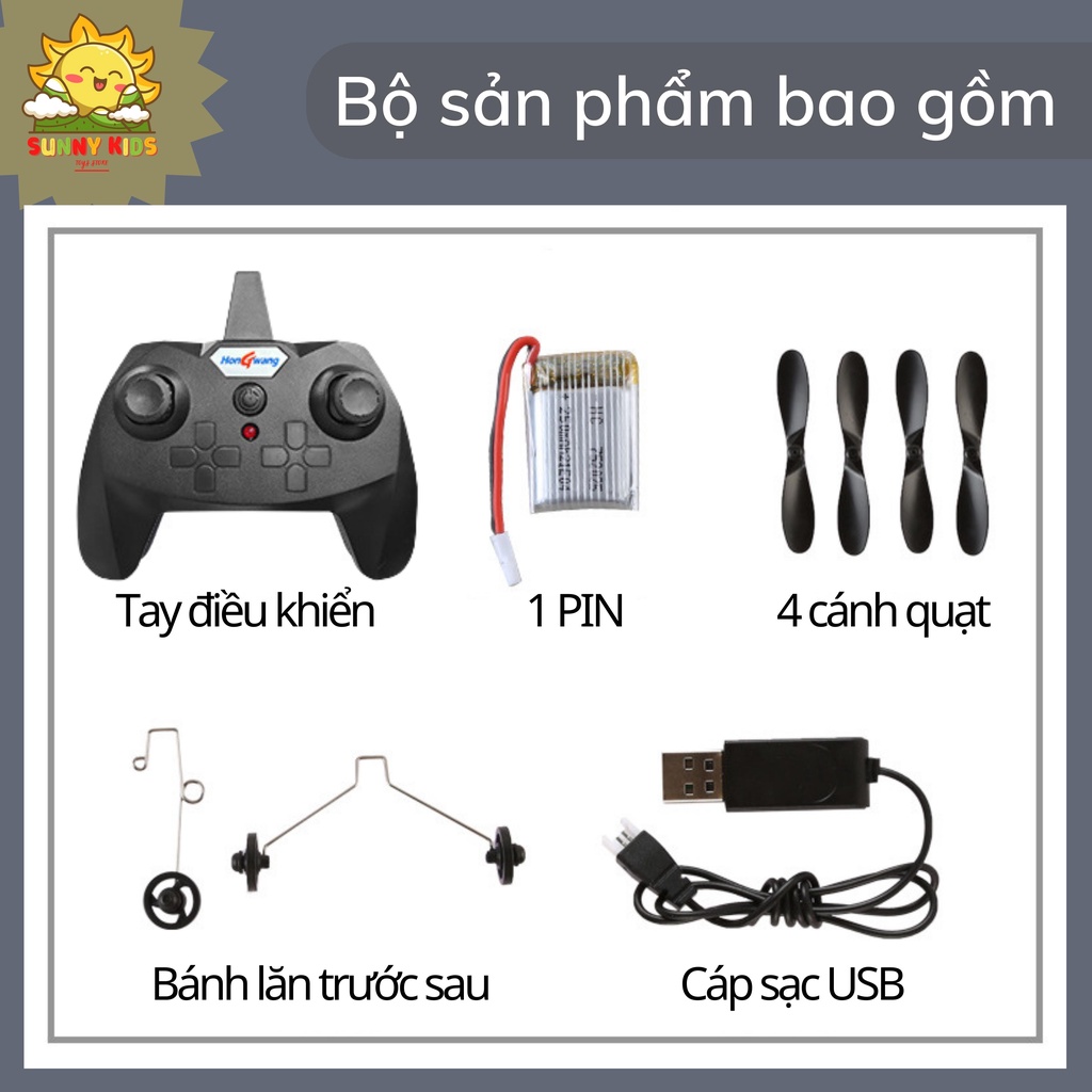 Đồ chơi Máy bay xốp điều khiển từ xa HW-37, kích thước lớn, vật liệu nhẹ, siêu bền, tầm bay 100m, PIN 20p - Sunny Kids