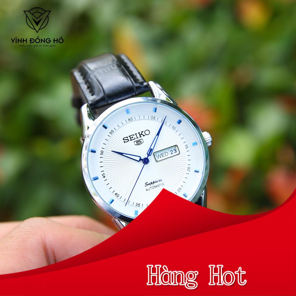 Đồng Hồ - Đồng Hồ Nam Seiko - Dây Da Cao Cấp - Máy Pin Kim Trôi - Hiển Thị 2 Lịch Sang Trọng - Bảo Hành 12
