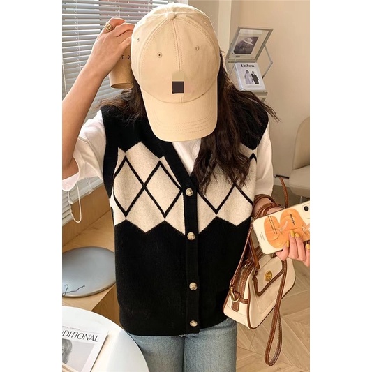 Áo Dệt Kim Nữ Cộc Tay Cổ Chữ V Cài Khuy Đính Đá Phong Cách Hàn Quốc Mới