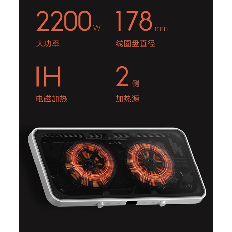 Bếp Từ Đôi Xiaomi Mijia MDCLD01ACM Kèm Chảo Nướng Tiện Lợi Kết Nối APP Thông Minh Hàng Chính Hãng