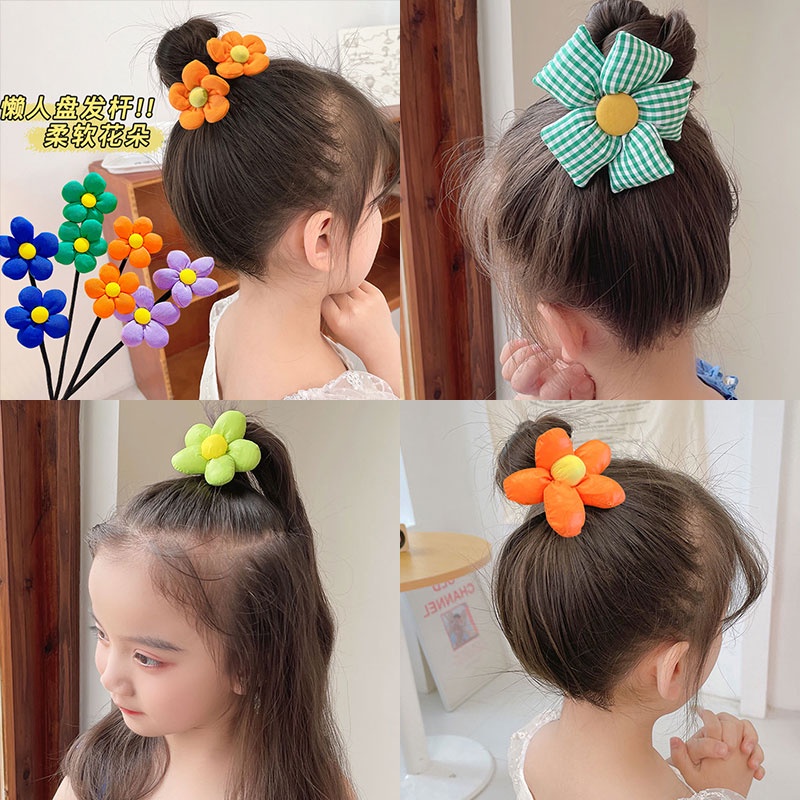 Kẹp Tóc Đuôi Ngựa Đính Hoa Xinh Xắn Cho Bé Gái