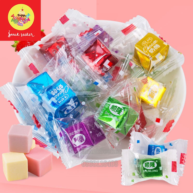 Kẹo phô mai Cheese Cube pack 100 viên 5 hương vị #SNACKSEEKER