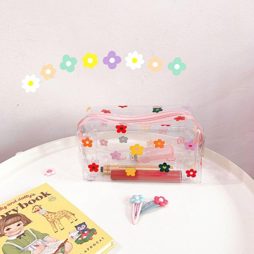 Túi Đựng Đồ Trang Điểm Trong Suốt Họa Tiết Hoạt Hình Lấp Lánh Sức Chứa Lớn