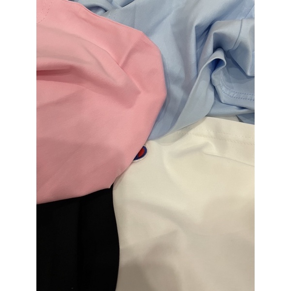 Áo Thun Cham.Pi.On Unisex Chất Cotton 100% Thêu 3 Hàng Chữ Đen/Trắng/Hồng/Xanh