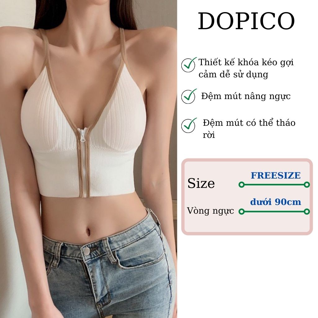 Áo bra nữ tập gym thể thao yoga 2 dây đẹp , áo lót nữ không gọng khóa kéo trước nâng ngực DOPICO  3309