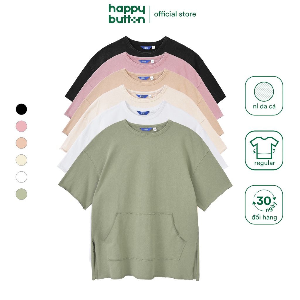 Áo Thun Nam Xẻ Tà Tưa Lai - vải thun nỉ, form relaxed fit - Happy Button