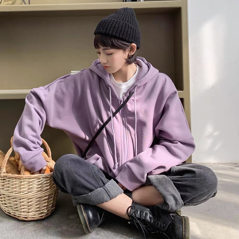 Áo khoác hoodie dáng rộng,áo khoác trơn unisex 1 lớp | BigBuy360 - bigbuy360.vn