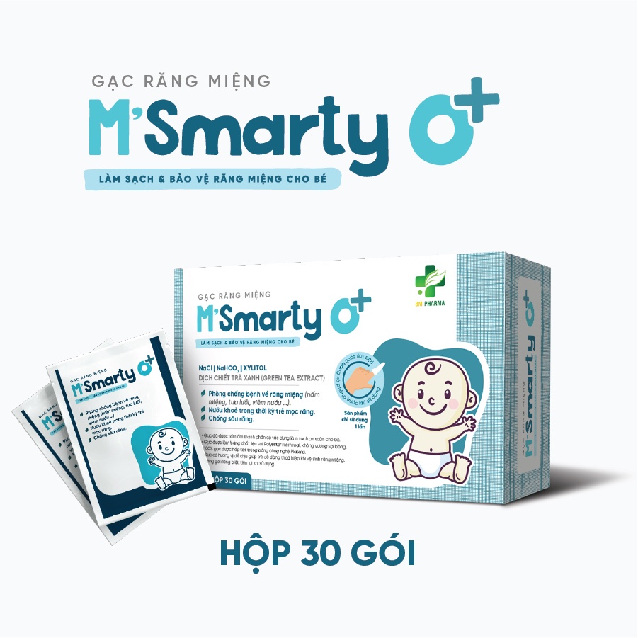 Gạc rơ lưỡi cho bé m smarty tưa lưỡi bé bị nấm miệng ở trẻ sơ sinh nấm lưỡi tưa miệng Hộp 30 gói