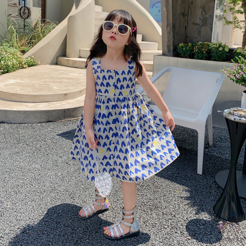 Đầm Sát Nách In Hoạt Hình Kiểu Hàn Quốc Dễ Thương Cho Bé Gái