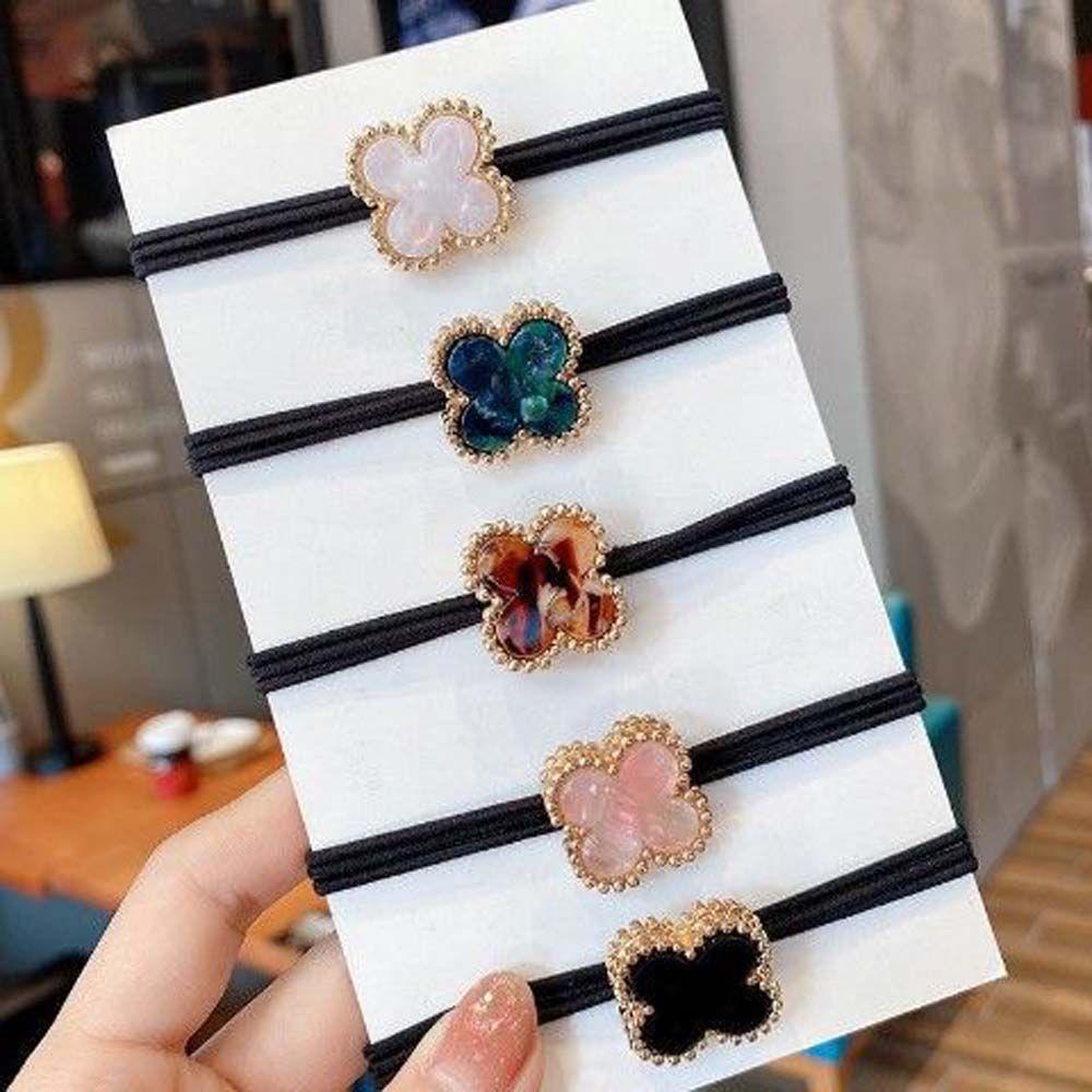 QQMALL Dây Cột Tóc Hình Cỏ Bốn Lá Nhỏ Xinh Thời Trang Cho Bạn Gái