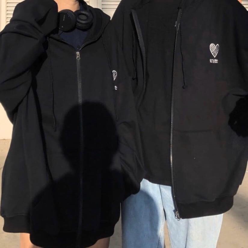 Áo khoác Hoodie nỉ nam nữ form rộng Heart Korea Freesize mặc vừa từ 40-65kg Molly Fashion | BigBuy360 - bigbuy360.vn