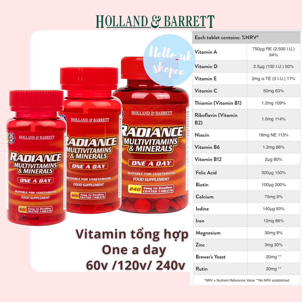 Vitamin tổng hợp và sắt Holland Barrett 60 viên