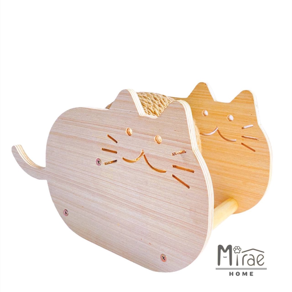 Đồ chơi cào móng, bàn cào móng cho mèo bằng gỗ Plywood chất lượng cao, cào móng hình bóng xoay tròn CM01 Mirae Home
